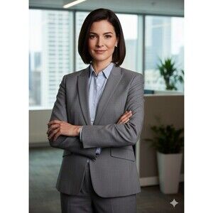Hugo Boss Grey Wool Blend Women's Size 14 Micro Houndstooth Business Blazer